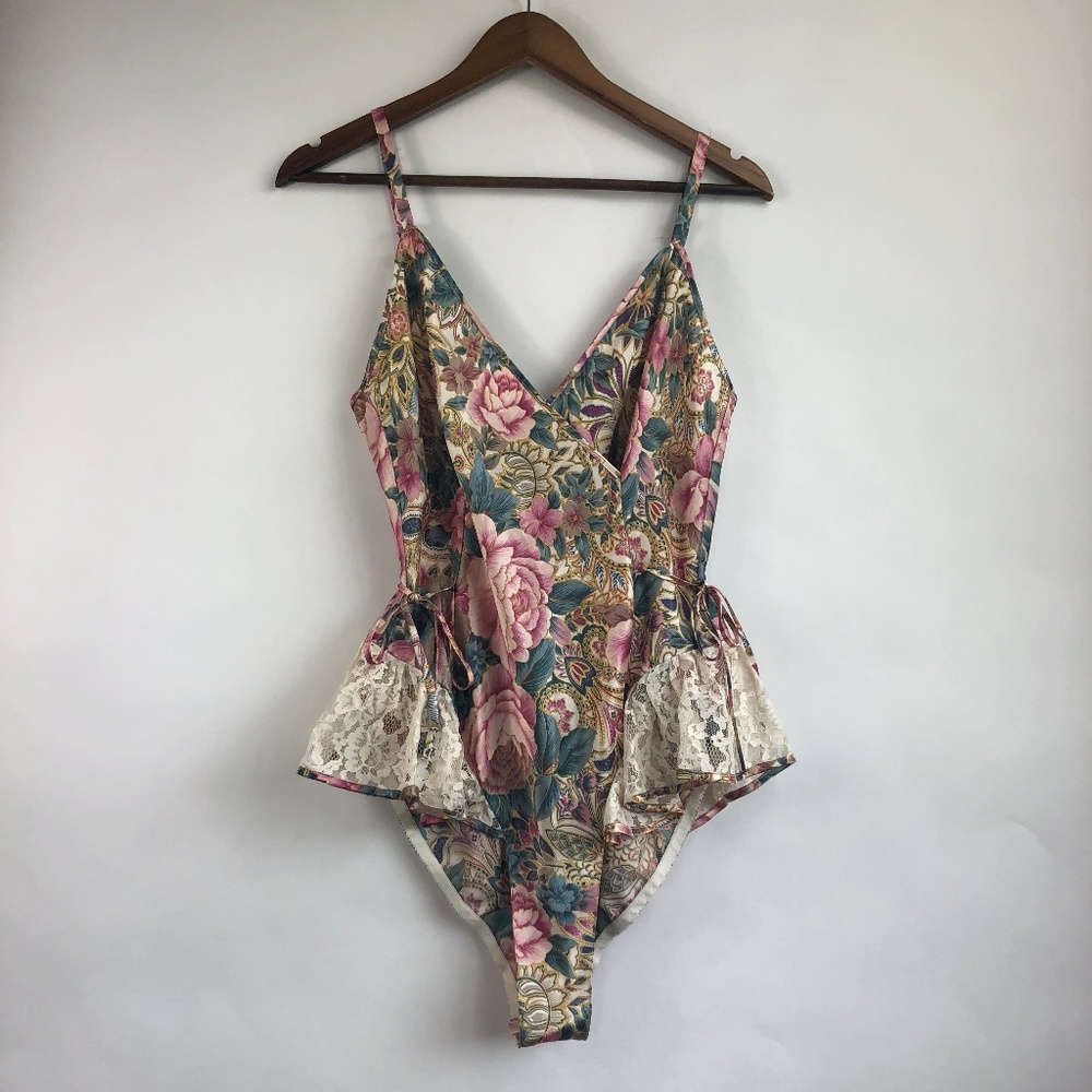 Vintage Floral Lace Bodysuit Teddy Lingerie Medium - Picture 4 of 8